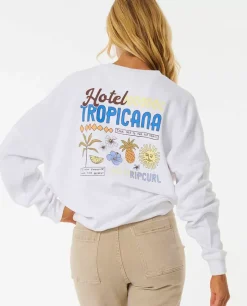Camisola Em Velo De Gola Redonda E Costuras De Ombro Caído Tropicana