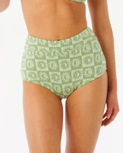 Cueca De Biquíni De Cintura Subida Summer Check Jacquard