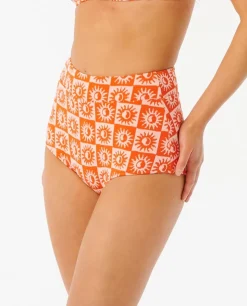 Cueca De Biquíni De Cintura Subida Summer Check Jacquard