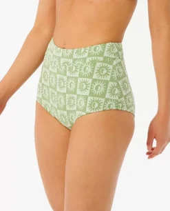 Cueca De Biquíni De Cintura Subida Summer Check Jacquard