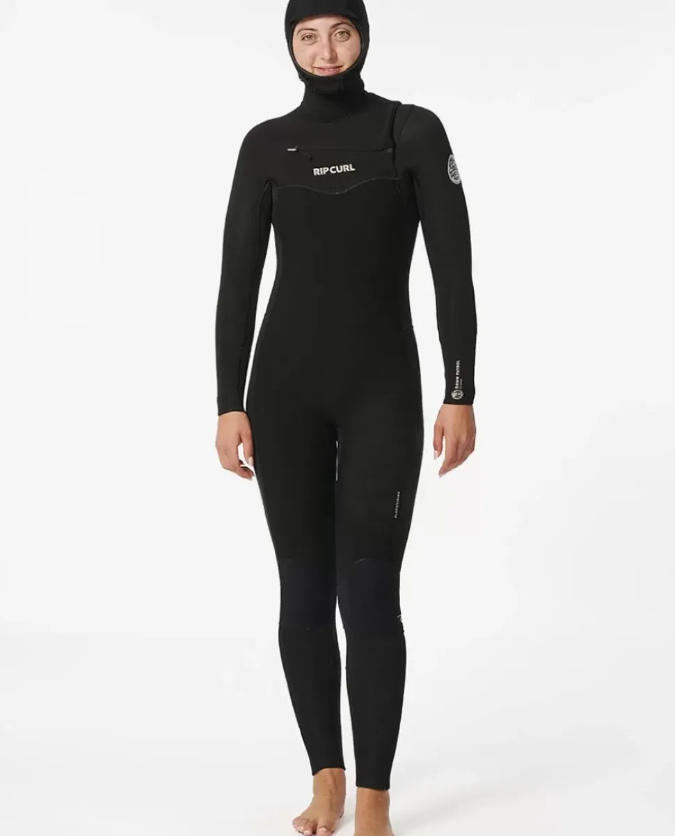 Fato De Mergulho Dawn Patrol 5/4 Com Capuz E Fecho De Correr No Peito Para Mulher