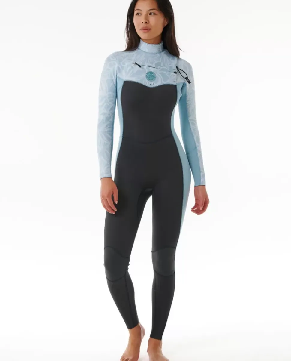 Fato De Mergulho Sublimado Dawn Patrol 3/2 Com Fecho De Correr No Peito Para Mulher