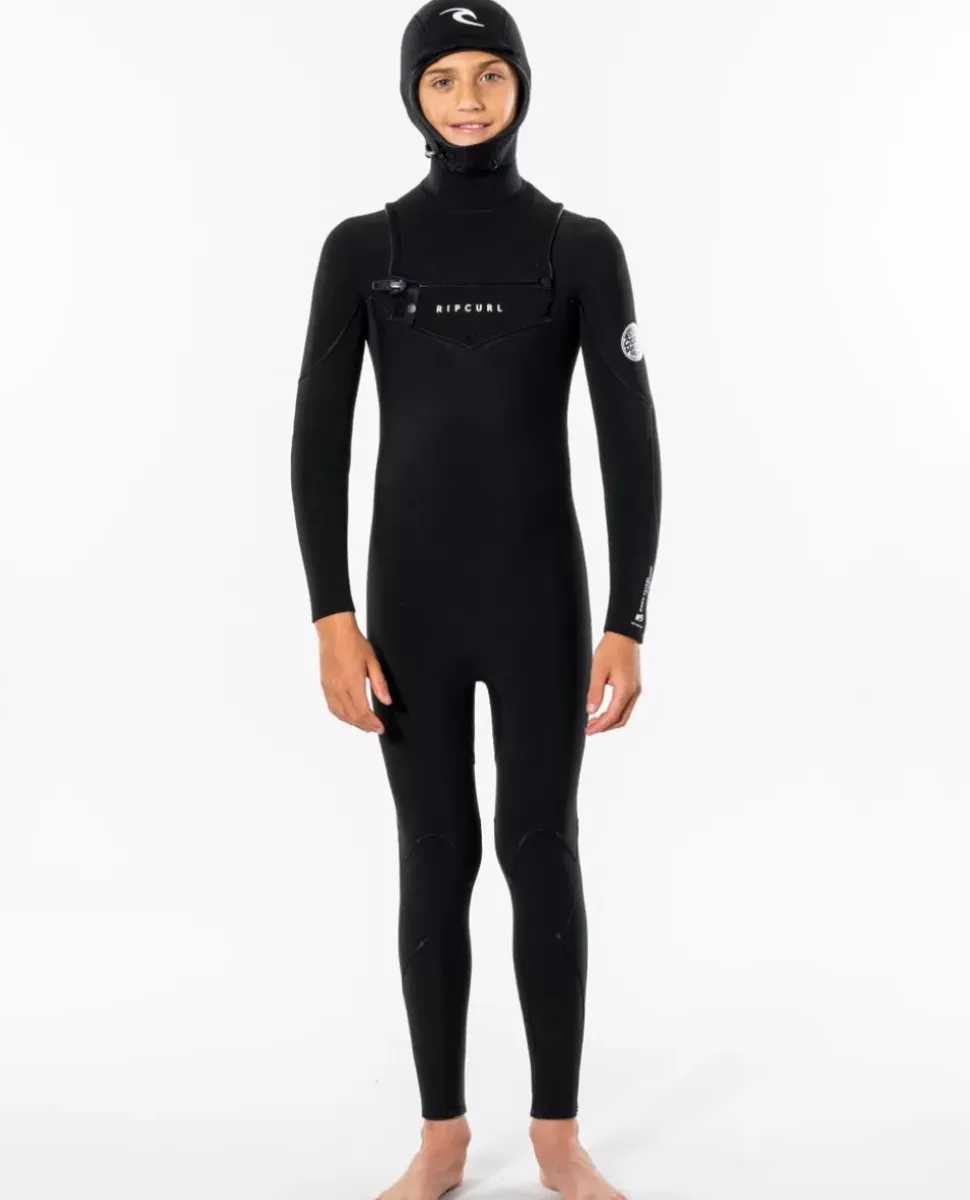 Fato De Surf Junior Dawn Patrol 5/4 Com Capuz E Fecho Na Frente