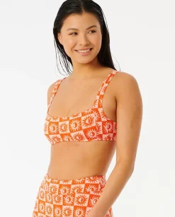 Parte De Cima De Biquíni Summer Check Jacquard Crop