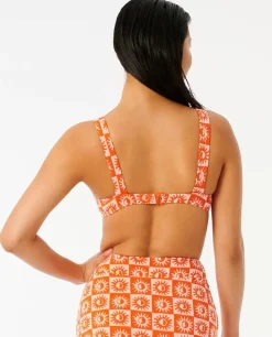 Parte De Cima De Biquíni Summer Check Jacquard Crop
