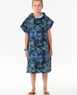 Poncho Estampado Com Capuz Para Rapaz
