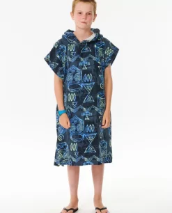 Poncho Estampado Com Capuz Para Rapaz