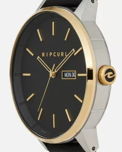 Relógio Detroit Black/Gold Em Couro