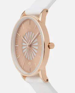 Relógio Rosa Dourado Em Silicone Latch Solar