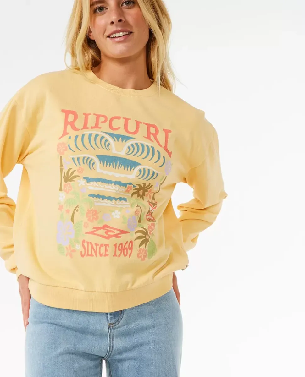 Tiki Tropic Tecido Polar Para Tripulação Descontraída