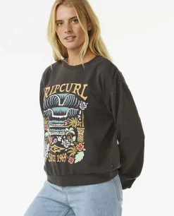 Tiki Tropic Tecido Polar Para Tripulação Descontraída