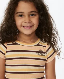 T-shirt De Manga Curta Com Riscas De Cristal Menina