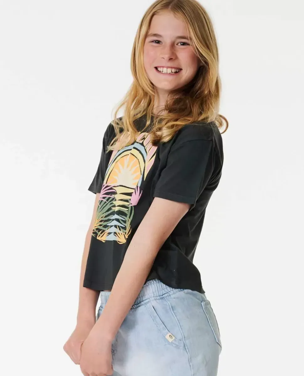 T-shirt De Manga Curta Glow Heritage Crop Para Rapariga