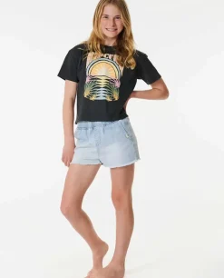 T-shirt De Manga Curta Glow Heritage Crop Para Rapariga