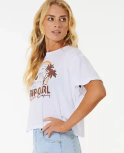 T-shirt De Manga Curta Rainbow Waves Crop