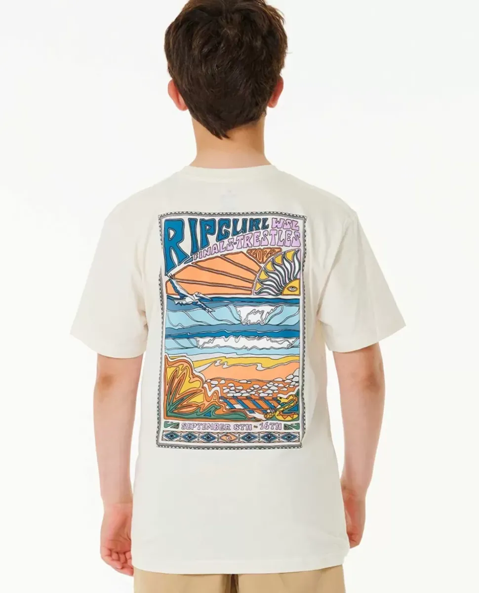 T-shirt De Manga Curta 2023 Ripcurl WSL Finals Para Crianças