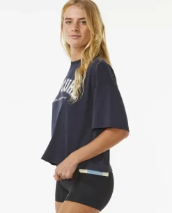T-shirt De Manga Curta Run Swim Surf Crop