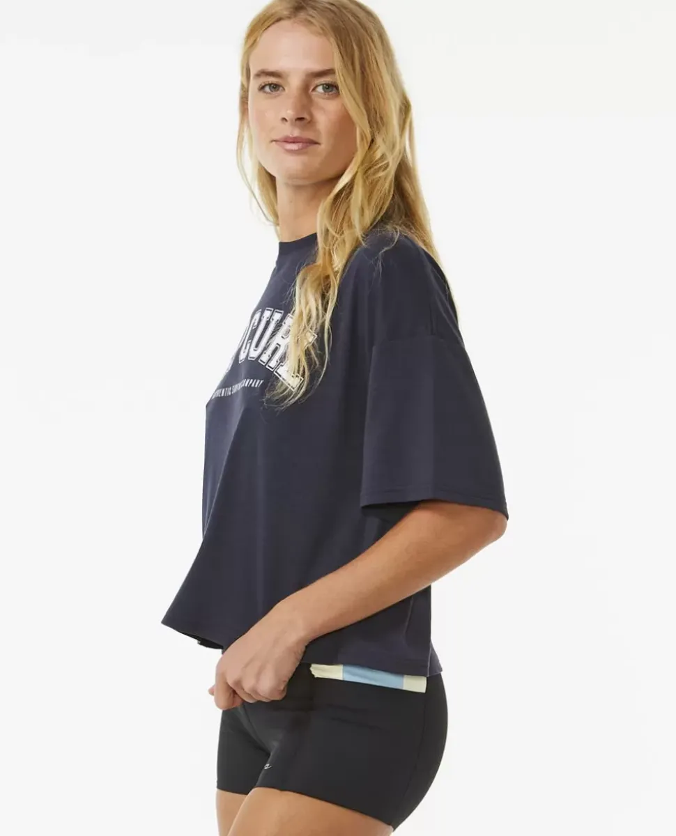 T-shirt De Manga Curta Run Swim Surf Crop