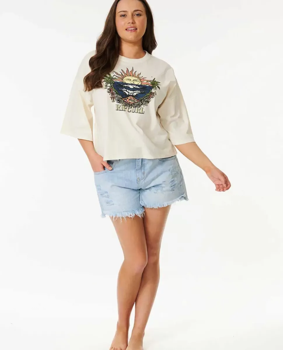 T-shirt De Manga Curta Shore Break Heritage Crop