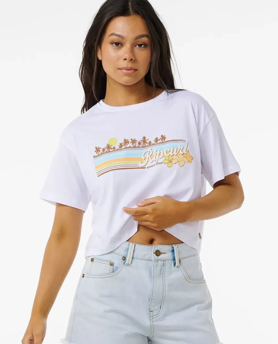 T-shirt De Manga Curta Sunset Crop