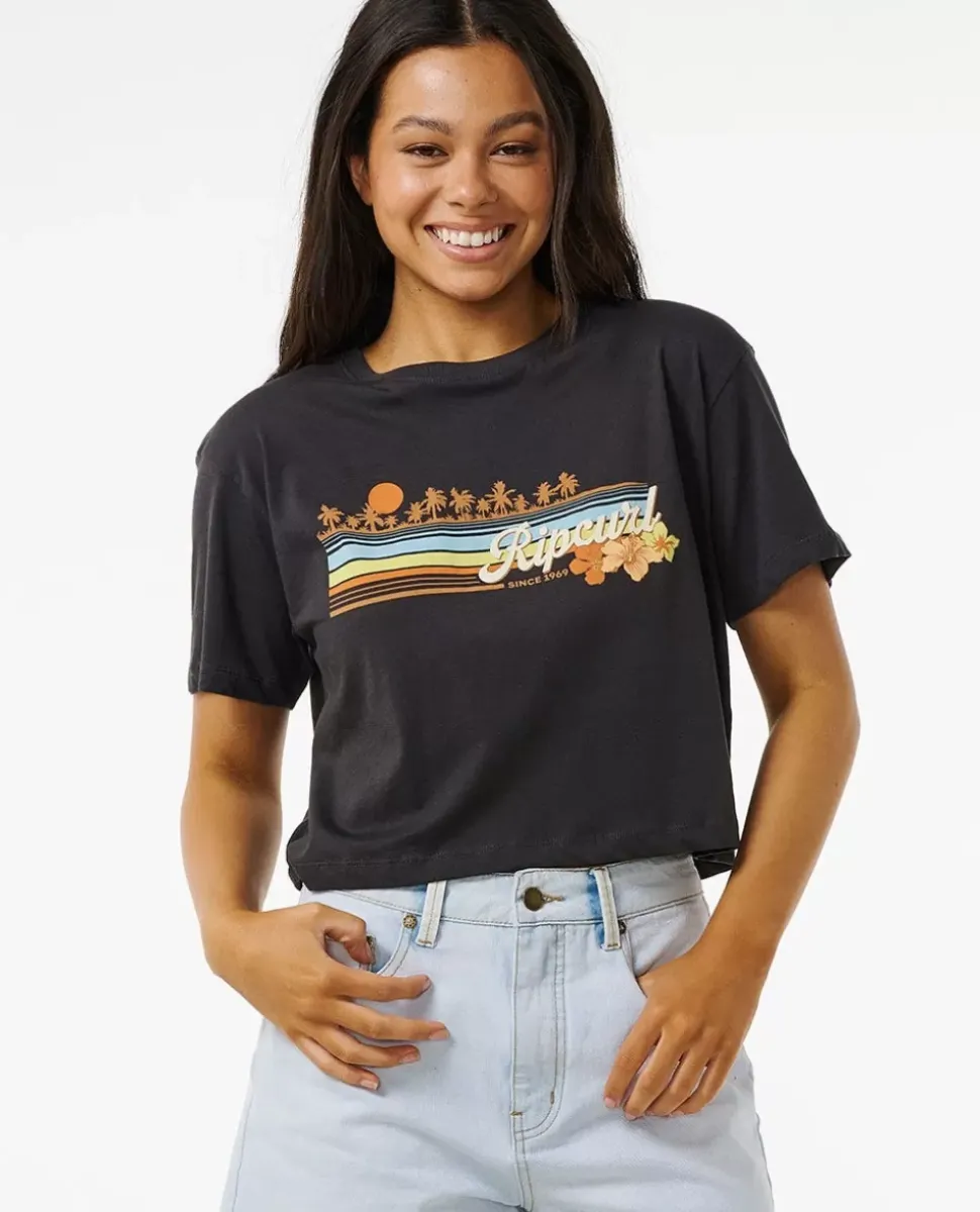 T-shirt De Manga Curta Sunset Crop