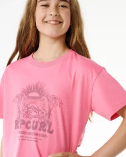 T-shirt Hibiscus Heat Crop Para Rapariga