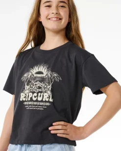 T-shirt Hibiscus Heat Crop Para Rapariga