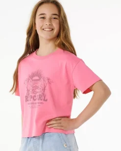 T-shirt Hibiscus Heat Crop Para Rapariga