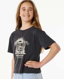 T-shirt Hibiscus Heat Crop Para Rapariga