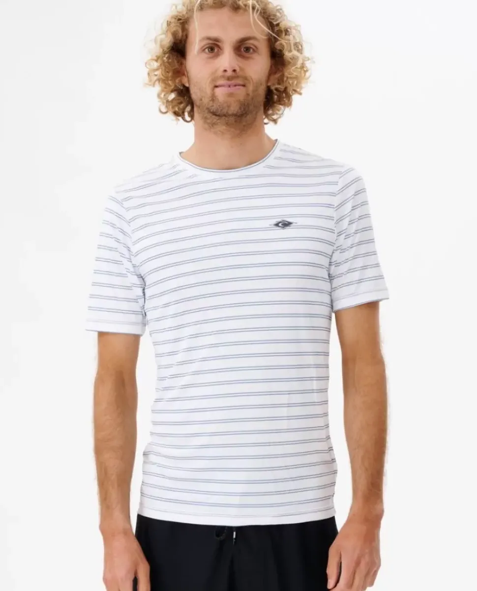 T-shirt UV Plain Stripe De Manga Curta
