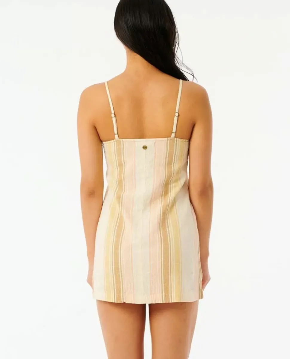 Vestido Clássico De Surf Com Botões às Riscas