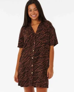 Vestido Zebrado Com Botões Sun Club